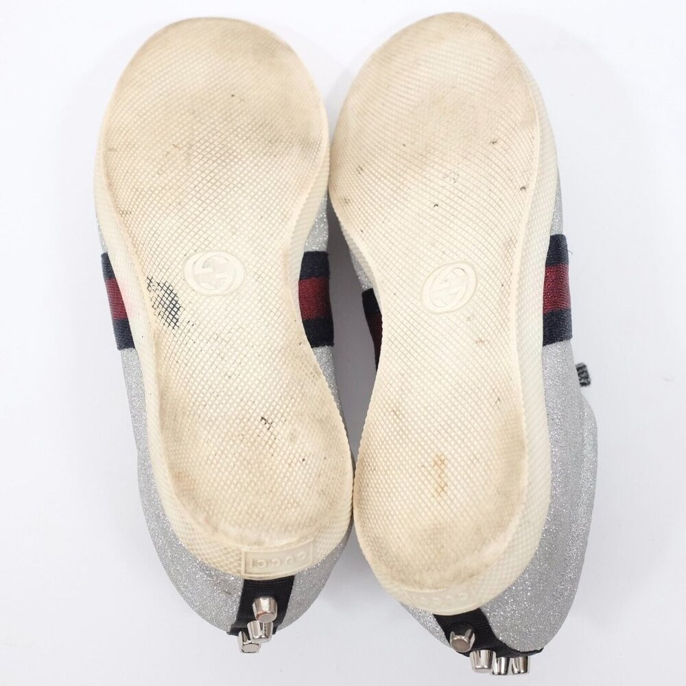 GUCCI ACE sneaker 9 US 9.5 silver glitter Web metallic studs - Picture 11 of 11